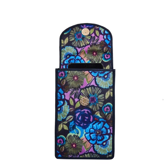 Sishka Ladies Blue Printed Nylon & Leather Trim Crossbody Sling Phone Wallet - Picture 9 of 9